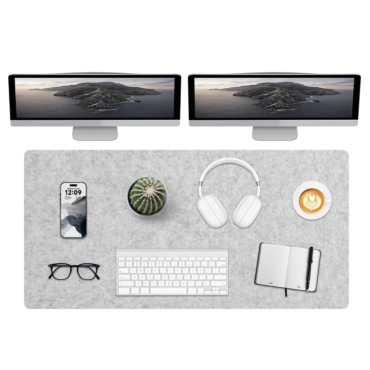 DAWNTREES Felt Desk Mat, Computer Mat for Desk, Dark Gray (36x12Inches) | Non-Slip Large Felt Mouse Pad and Keyboard Mat, Felt Desk Pad for Office and Home, Desktop Protection