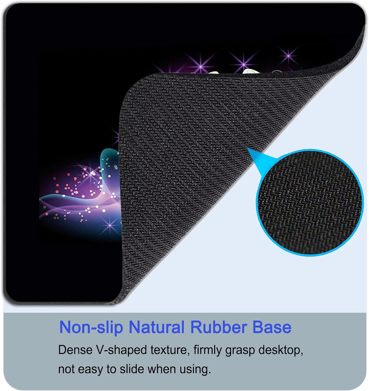 Mouse Pad, Square Mousepad, Personalized Premium-Textured, Non-Slip Rubber Base Mouse Mat, Waterproof Gaming Mouse Pad for Wireless Mouse, Computers, Laptop, Office, Home (Purple Butterfly)