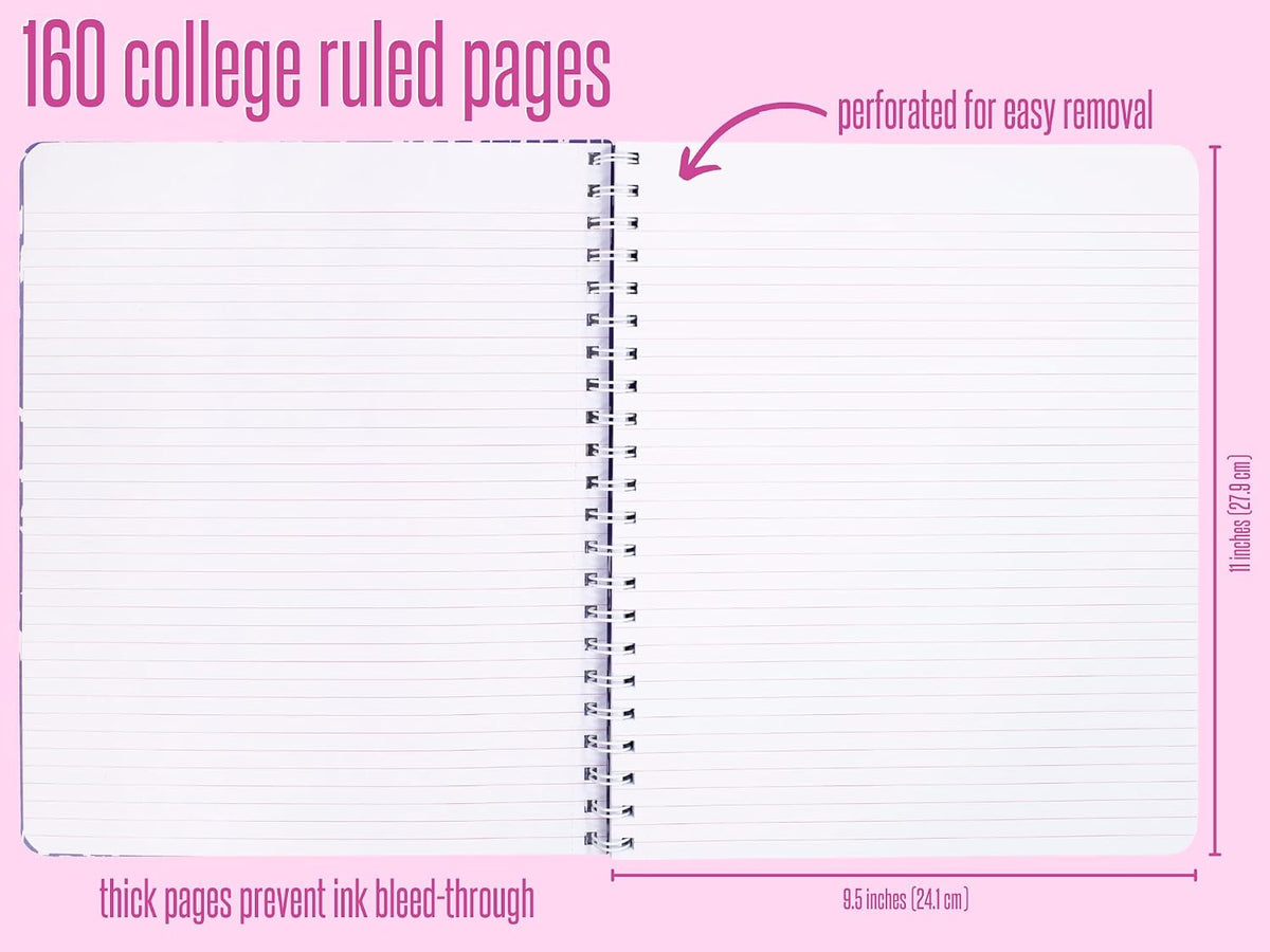 Lilly Pulitzer Large Notebook, Cabana Cocktail | 11" x 9.5" Blue Spiral Journal with Durable Hardcover, 160 College Ruled Pages, Metal Spiral, and Pocket Page