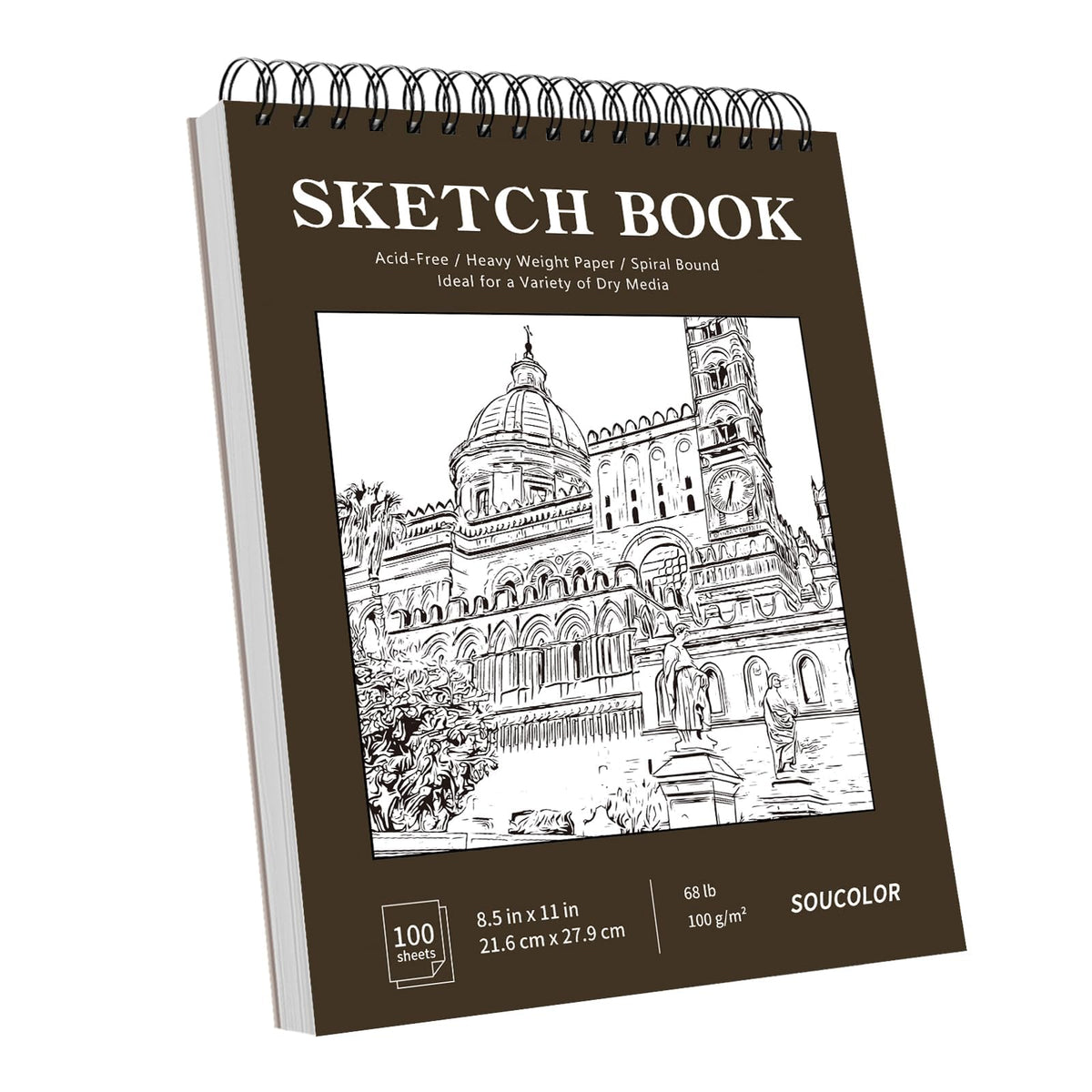 Soucolor Sketch Book 9" x 12", 100 Sheets Kids Art Sketchbook Drawing Pad | 68lb Acid-Free, Fine-Texture Paper, Top Spiral for Lay-Flat, Gift for Teens Girls Boys Beginners Adults, School Art Supplies