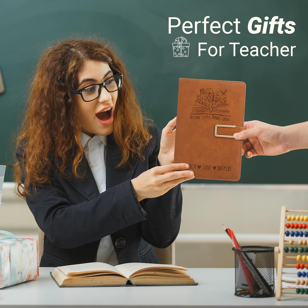 AOSERI Teacher Gifts for Women and Men,PU Leather Teacher Notebook Journal | Teacher Appreciation Gifts from Students for Preschool, Daycare, Elementary, New Teachers, End of School Year, Back to School