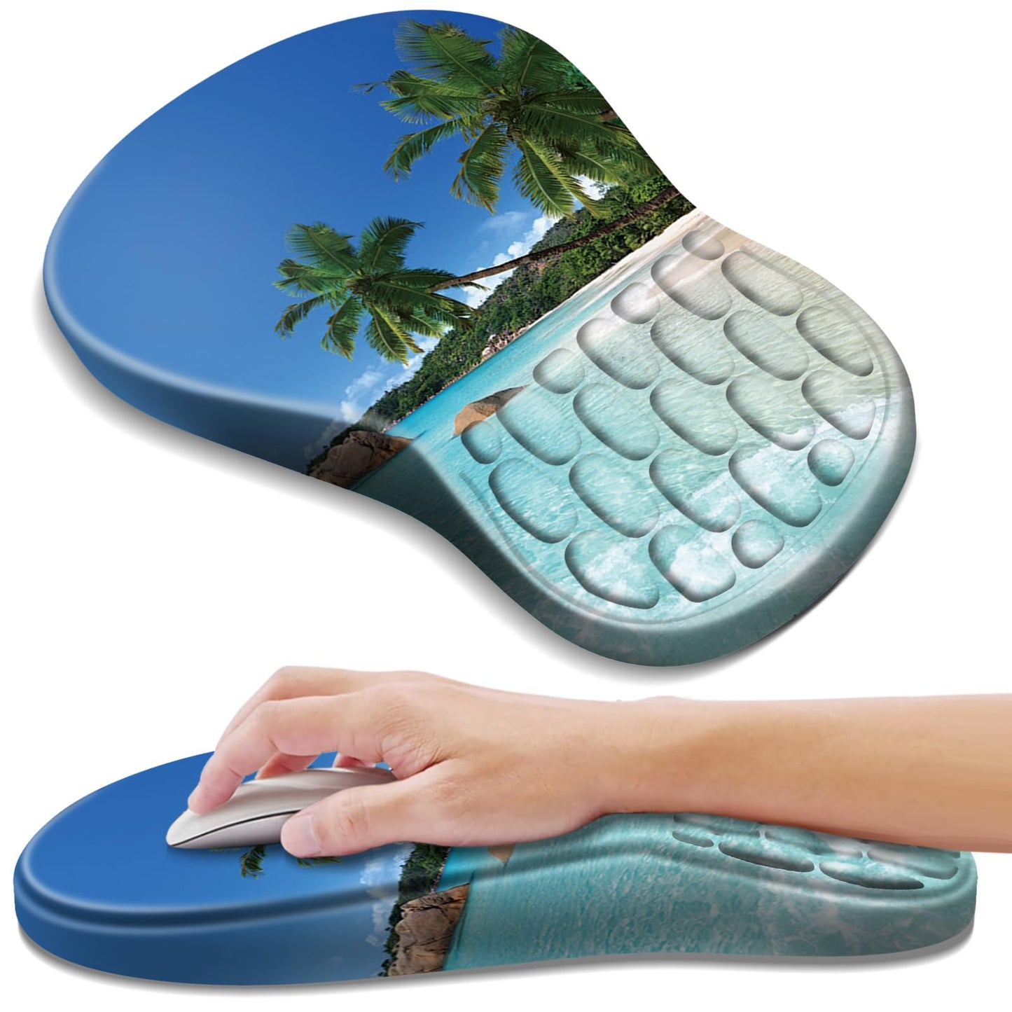 YIWEI Ergonomic Mouse Pad with Wrist Rest for Carpal Tunnel Pain Relief | Memory Foam Wrist Support,Non-Slip Rubber Base, Keyboard Computer Mousepad,Lycra Cloth Surface,Gaming Home Office,Black