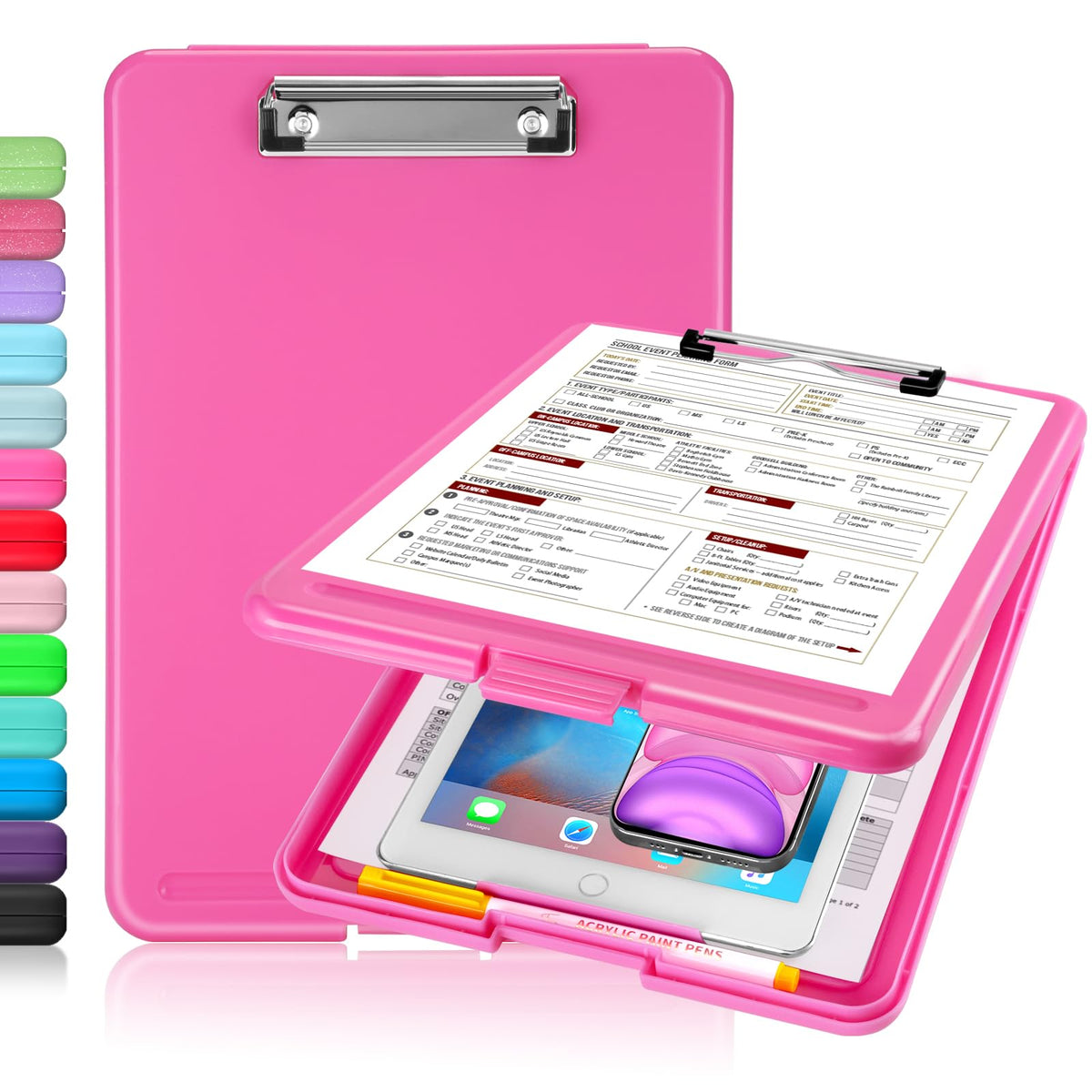 Sooez Clipboard with Storage, Plastic Nursing Clip Board, 8.5" x 11", Work | Sturdy Clipboards Foldable, Cute Hanging Clip Board Case, Teacher, Classroom Must Haves, Office School Supplies, Women & Men