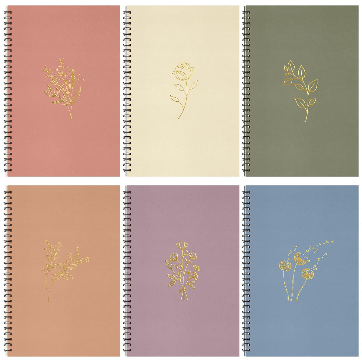 6 Pack Spiral Notebook 10.5x7.45 Notebook,Fresh,Morandi | B5 Spiral College Ruled Notebook,140 Page Journal, Writing Kraft Cover Lined Notepad for Office School Journaling