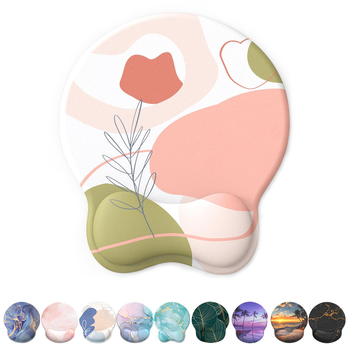 Mouse Pad with Wrist Rest, Comfortable Computer Mousepad with Gel Wrist Support Smooth Surface and Non-Slip PU Base for Pain Relief, Laptop, Office & Home (Rose)
