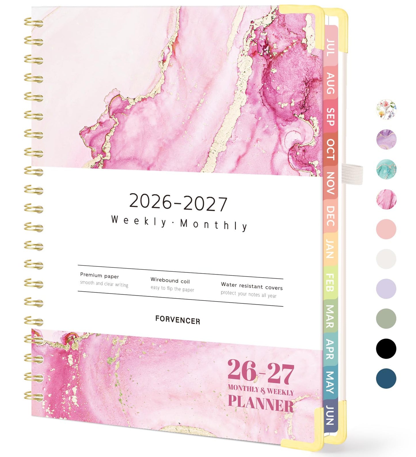 Forvencer Academic Planner 2026-2027, Calendar Jul 2026-Jun 2027, 8.5"x11" | Hardcover Weekly & Monthly Planner, Daily Agenda Book with Tabs, College School Organizer for Student Teacher, Pink