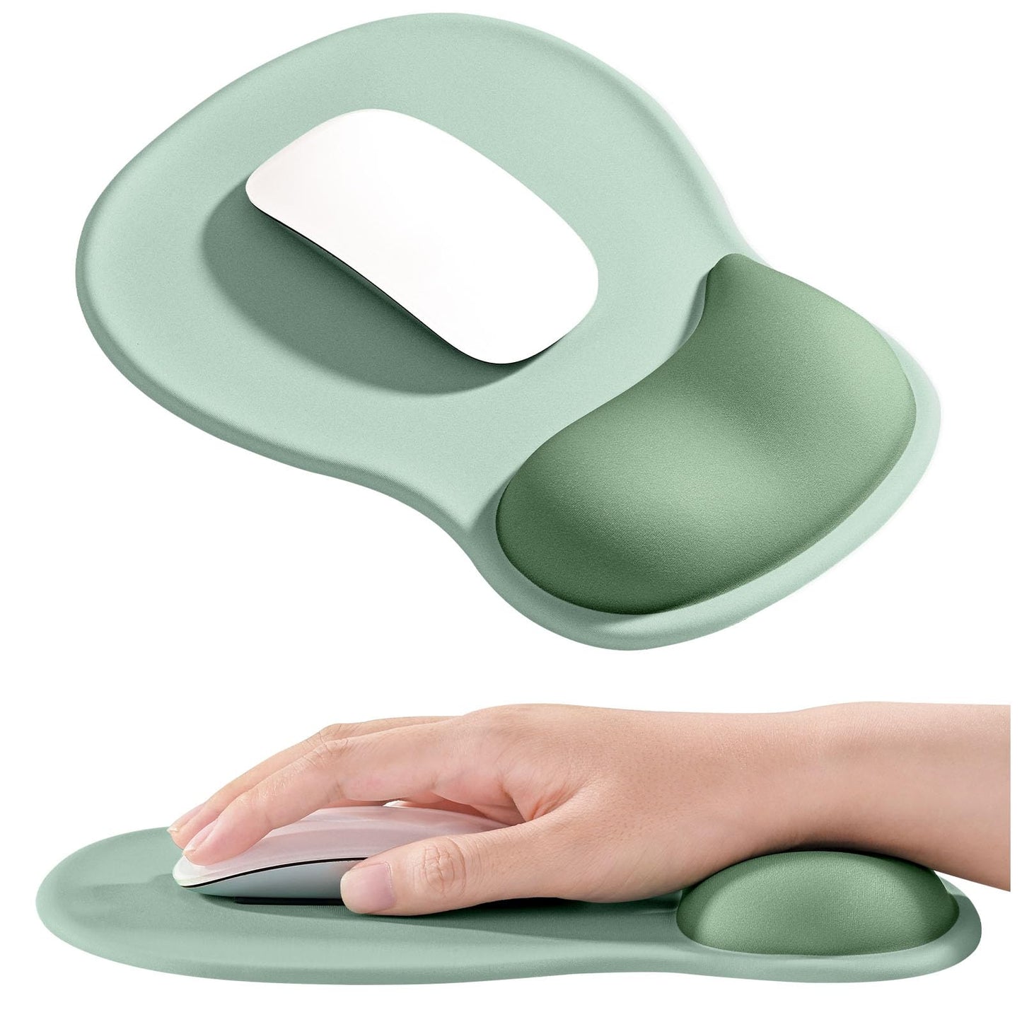 EooCoo Mouse Pad with Gel Wrist Rest, Ergonomic Mousepad Wrist Alignment | Middle Concave Design for Natural Wrist Alignment, Non-Slip Base Mousepad, Carpal Tunnel Relief, Office Desk Accessories