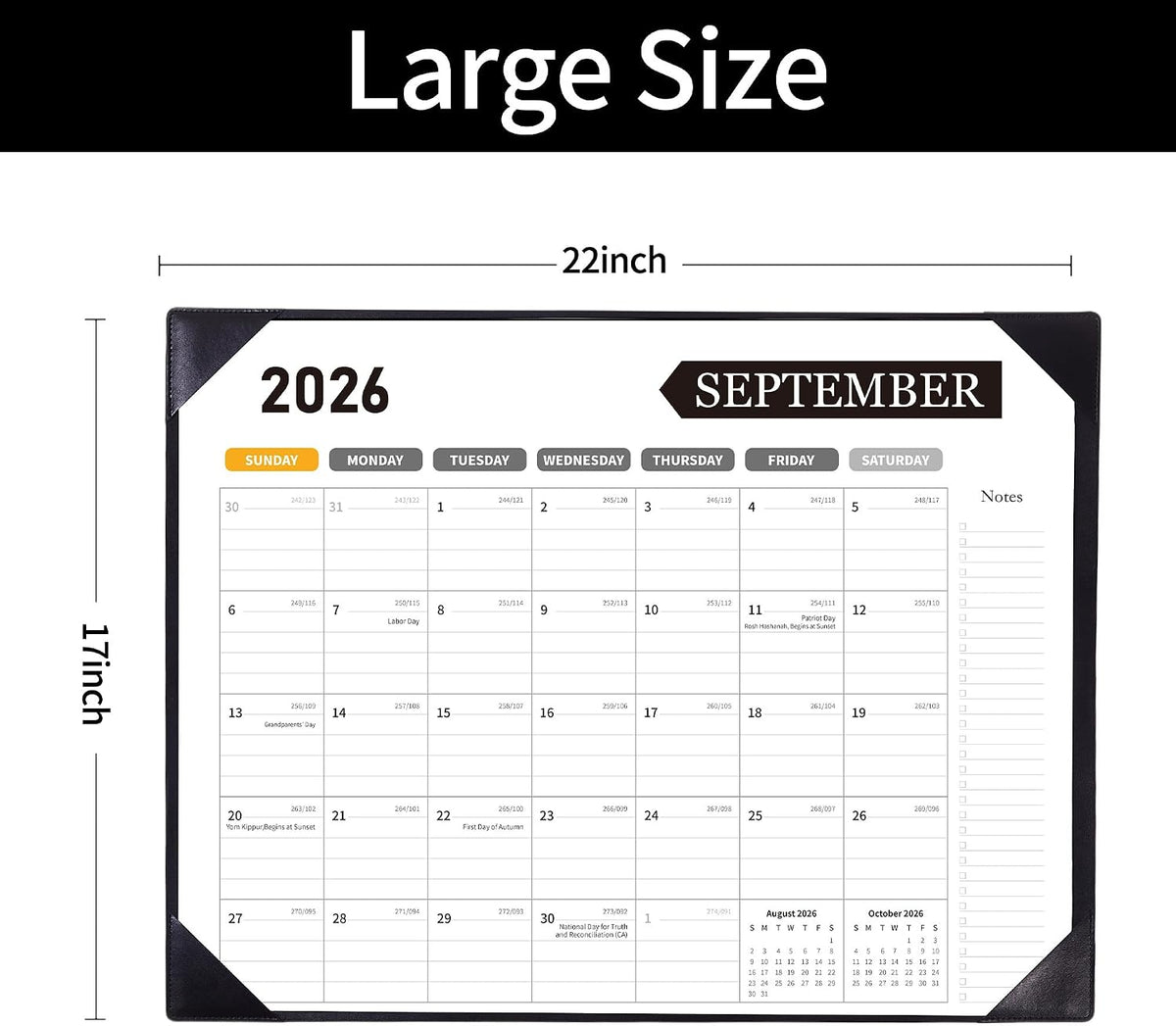 Desk Calendar 2026-2027, 22 x 17, Jun. 2026-Dec. 2027, PU Desk Pad | Academic Planner and Desktop Calendar for Teachers, Students, Home Office, Back to School Supplies, Desk Accessories