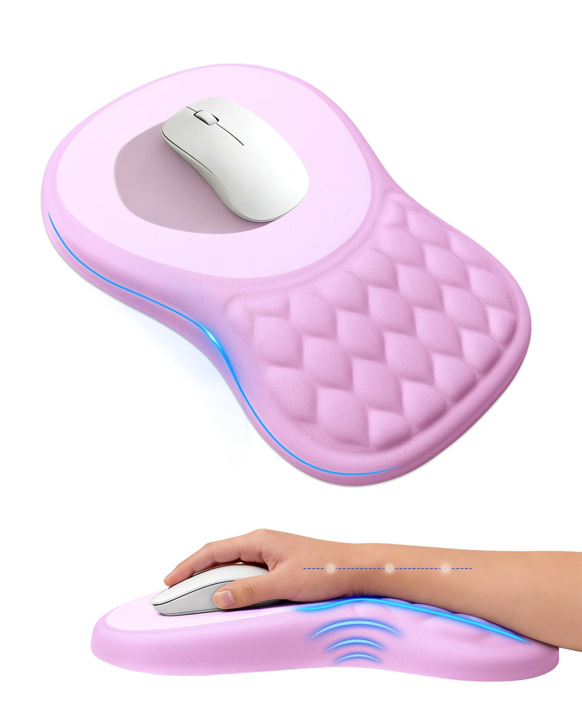 Ergonomic Mouse Pad with Sloped Memory Foam Wrist Rest (Black) | 3D Textured Wrist Cushion, Smooth Lycra Surface, Non-Slip PU Base, Comfortable Support for Office/Home Computer Desks