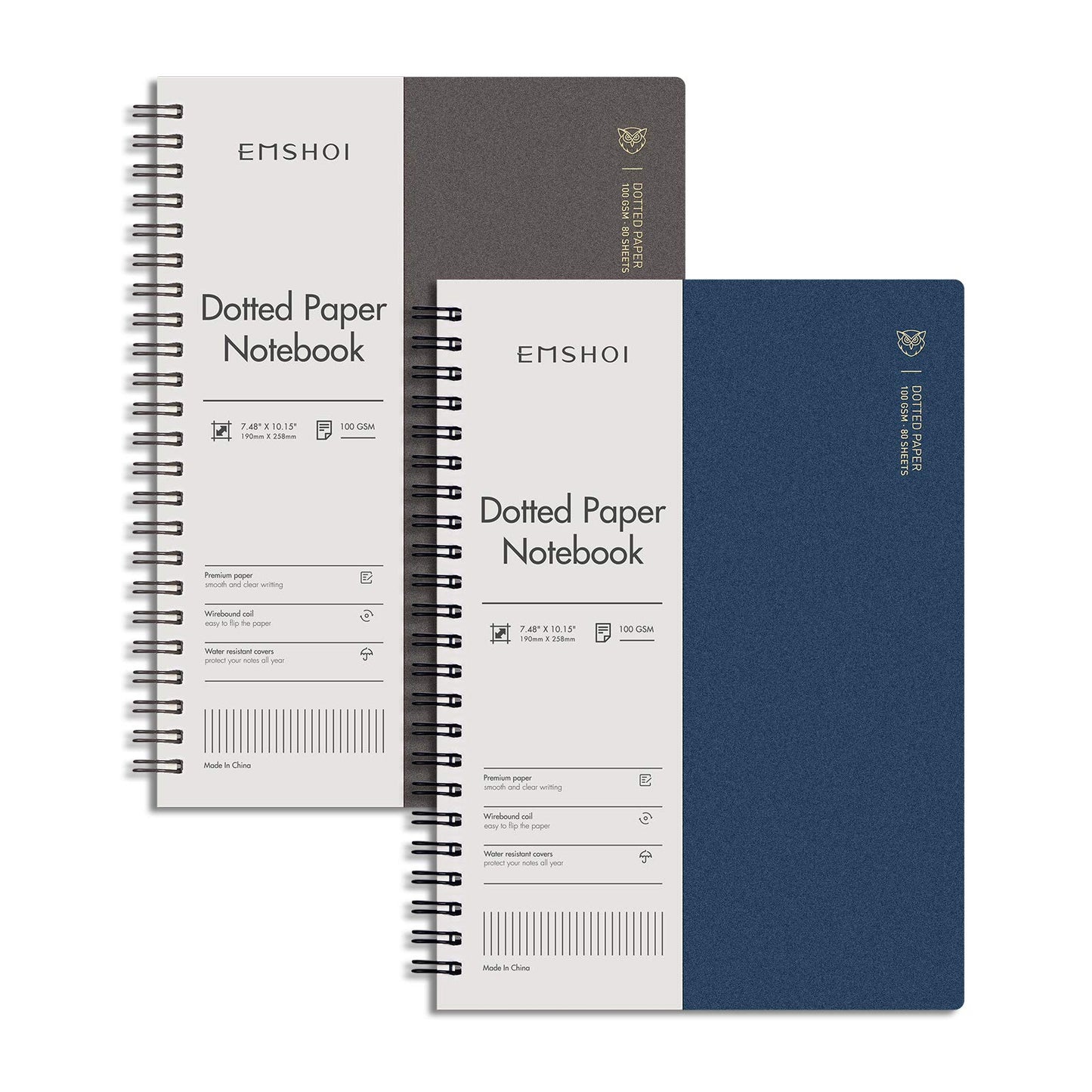 EMSHOI Lined Spiral Journal Notebook, 4 Pack, 640 Pages, A5 (5.7" x 8.2") | College Ruled, 100 GSM Thick Paper, Flexible Plastic Cover, for School, Student, Writing, Journaling, Work, Women & Men