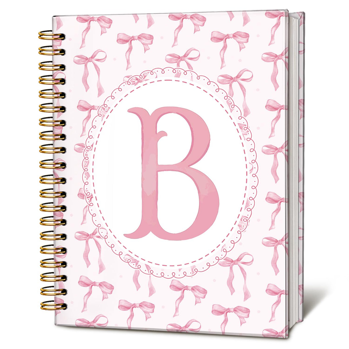 Cute Pink Bow Journal for Teen Girls & Women, Cute School Supplies - Cute Preppy Bow Stuff Birthday Gifts for Women Girls, Coquette Stuff Pink Bow Bible Hardcover Spiral Notebook 5.5x8.3