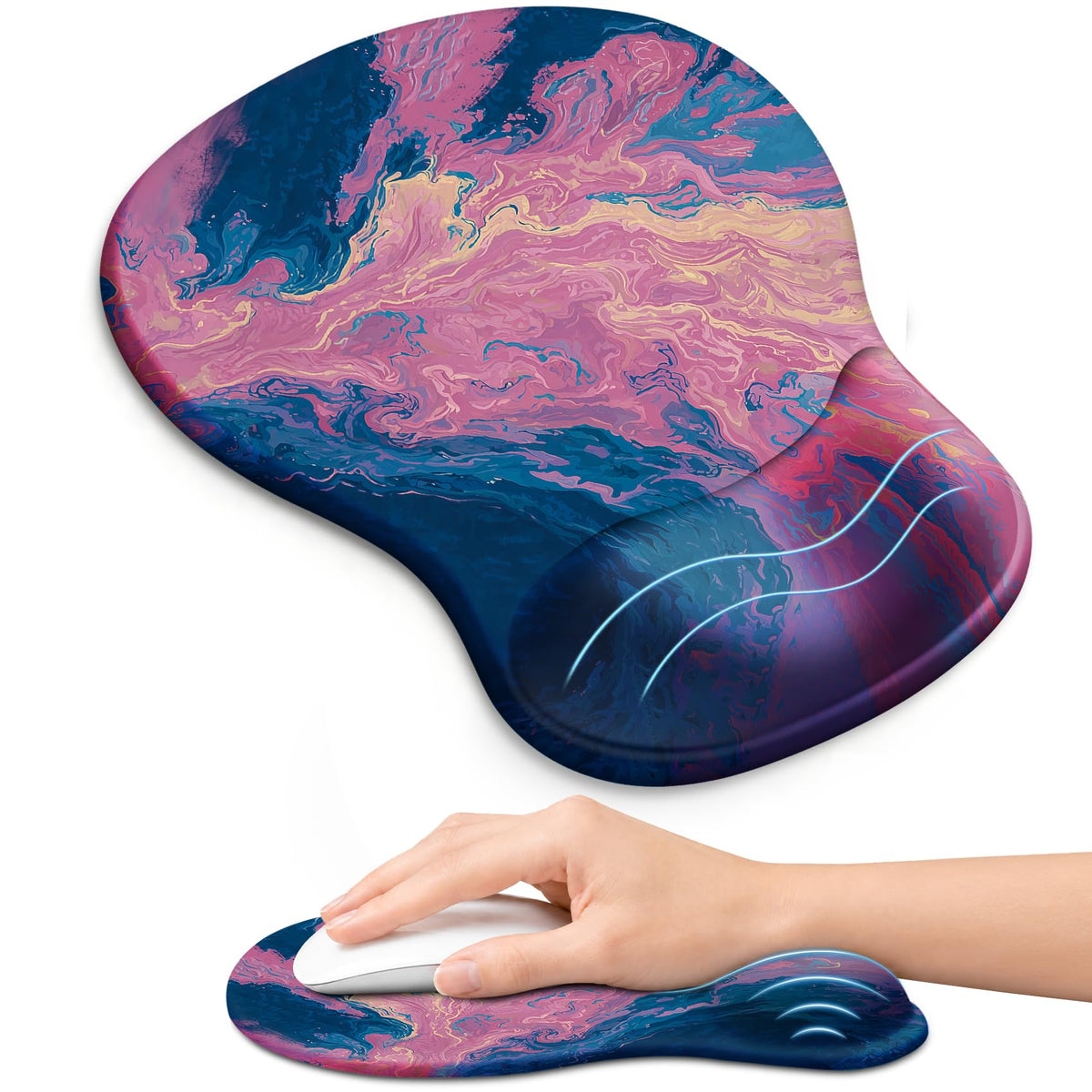 Ergonomic Mouse Pad with Wrist Rest, Gel Wrist Support, Black | 10.2 x 7.6 in Mouse Pad with Smooth Fabric Surface and Non-Slip Rubber Base for Office, Home, Study, and Gaming