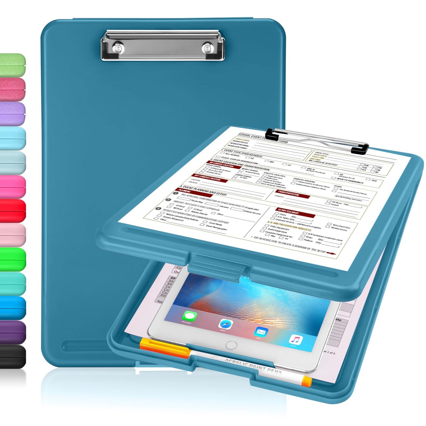 Sooez Clipboard with Storage, Plastic Nursing Clip Board, 8.5" x 11", Work | Sturdy Clipboards Foldable, Cute Hanging Clip Board Case, Teacher, Classroom Must Haves, Office School Supplies, Women & Men