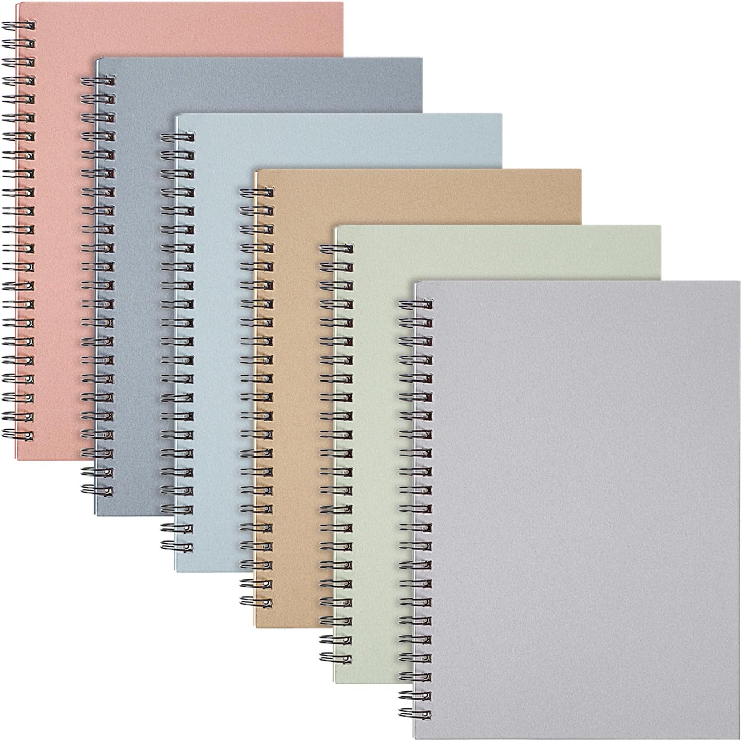 6 Pack Spiral Notebook 10.5x7.45 Notebook,Fresh,Morandi | B5 Spiral College Ruled Notebook,140 Page Journal, Writing Kraft Cover Lined Notepad for Office School Journaling