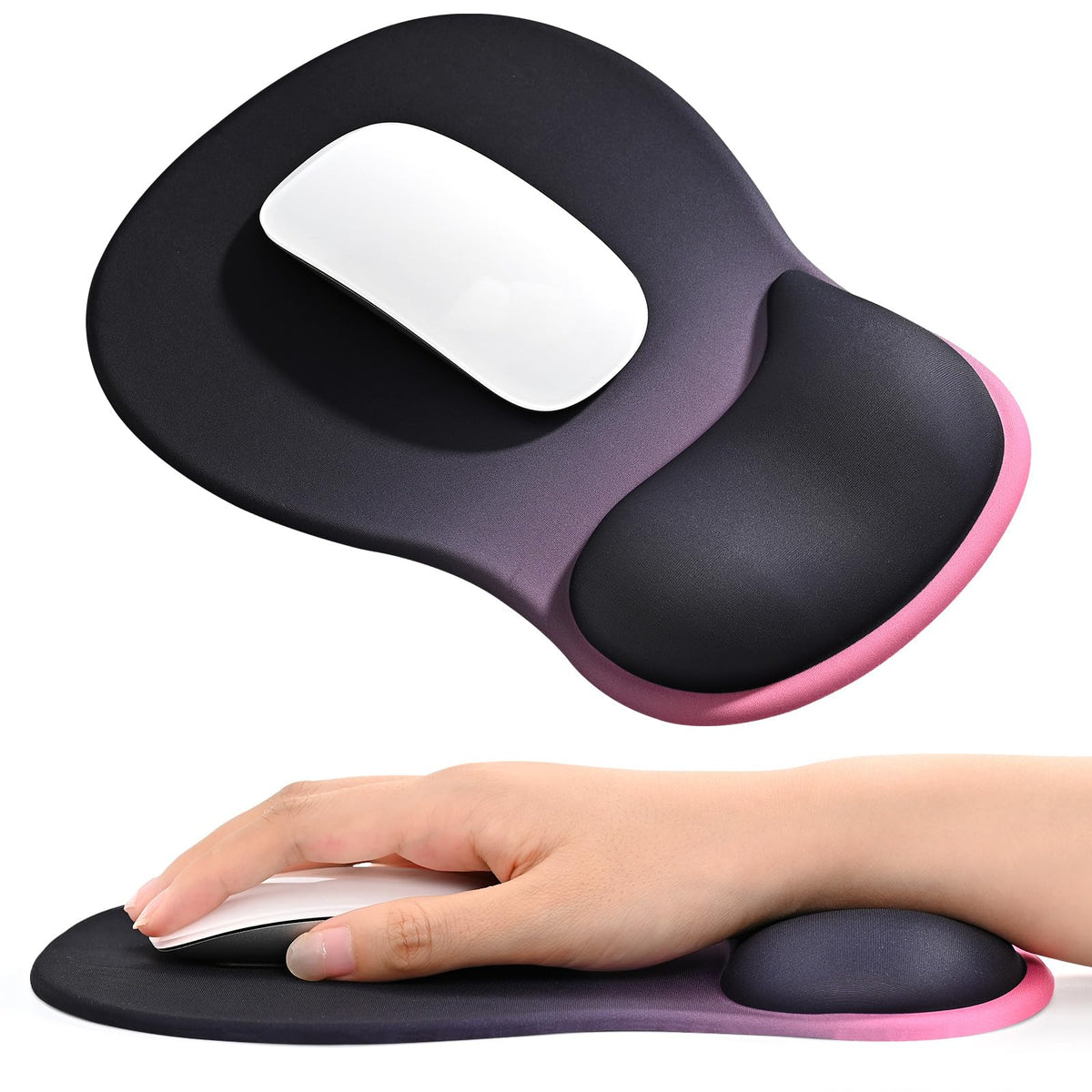 EooCoo Mouse Pad with Gel Wrist Rest, Ergonomic Mousepad Wrist Alignment | Middle Concave Design for Natural Wrist Alignment, Non-Slip Base Mousepad, Carpal Tunnel Relief, Office Desk Accessories