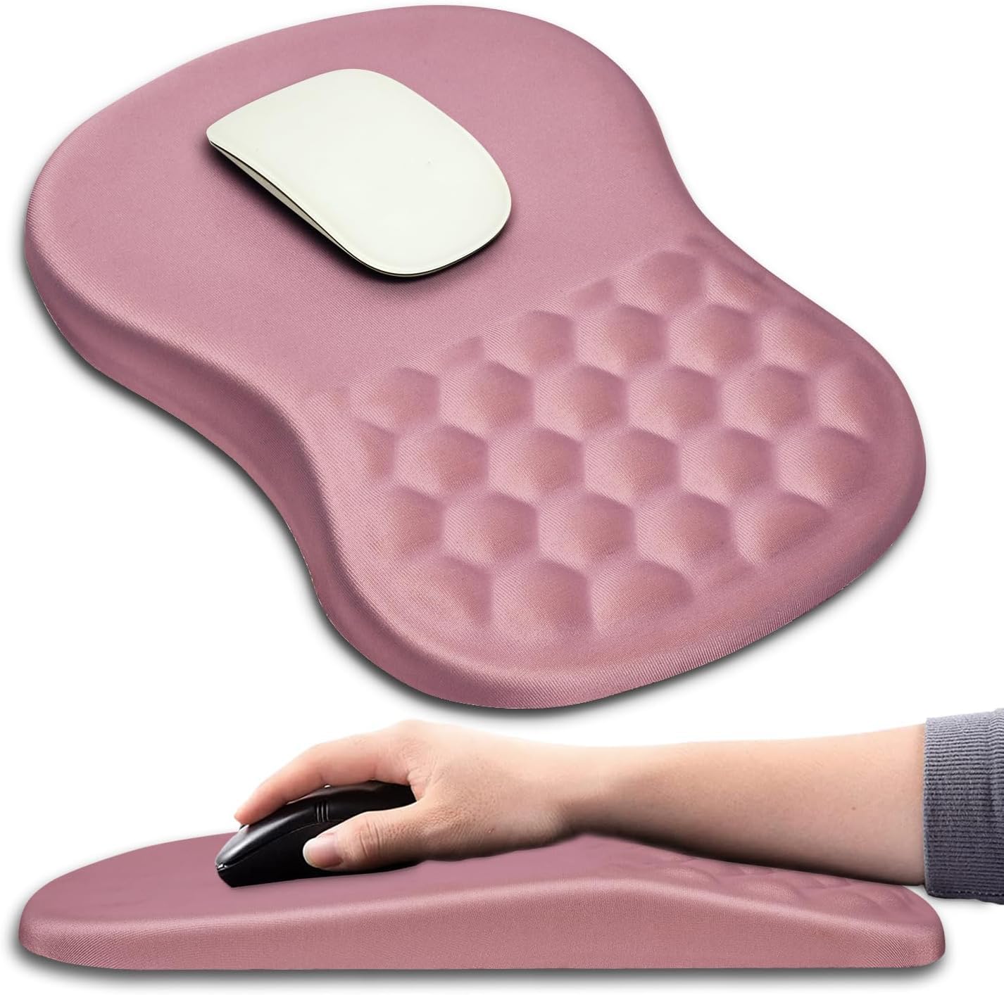 Hokafenle Ergonomic Mouse Pad Wrist Support with Massage Design, Wrist Rest Pain Relief Mousepad with Memory Foam&Non-Slip PU Base, Mouse Pads for Wireless Mouse & Desk (12x8 inch,Black)
