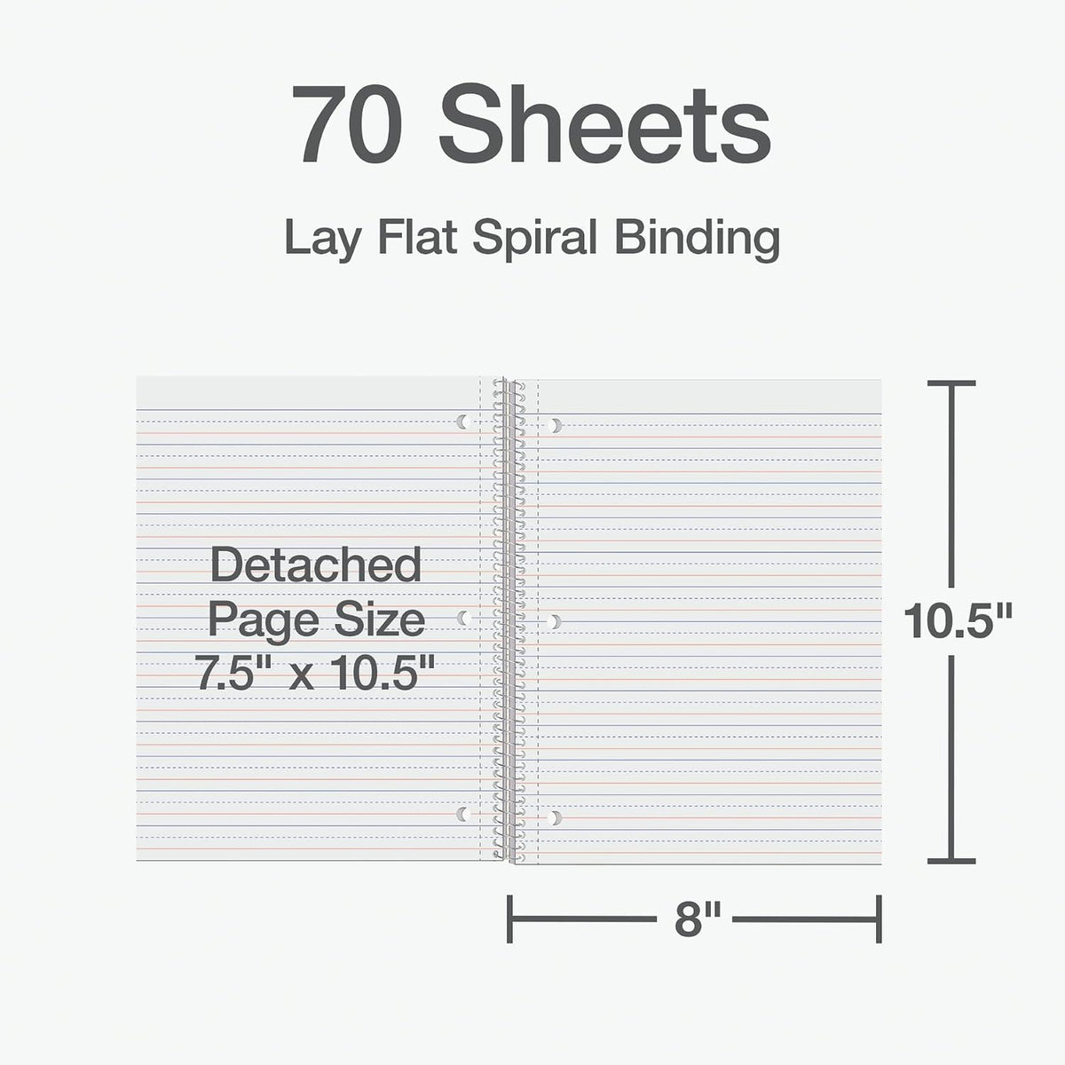 Oxford Primary Ruled Spiral Notebooks, Writing/Drawing Practice for Kids, Grades Pre-K, K-2, 70 Sheets, 8 x 10.5 Inches, Black, 3 Pack (1002542)