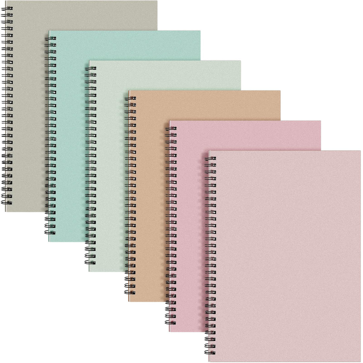 6 Pack Spiral Notebook 10.5x7.45 Notebook,Fresh,Morandi | B5 Spiral College Ruled Notebook,140 Page Journal, Writing Kraft Cover Lined Notepad for Office School Journaling