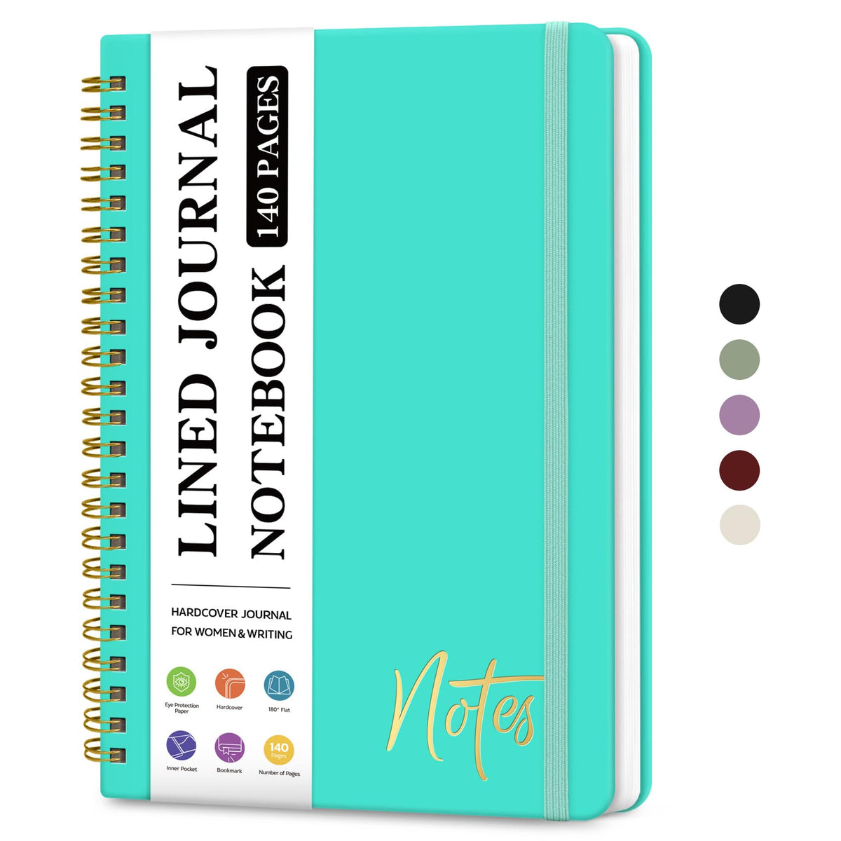 ZOTIA Lined Spiral Notebook for Work Hardcover Spiral Journal College Ruled | Purple, 5.7" x 7.9" Spiral Journals for Writing, Work Notebooks, Note taking and Office School Supplies, 140 Pages