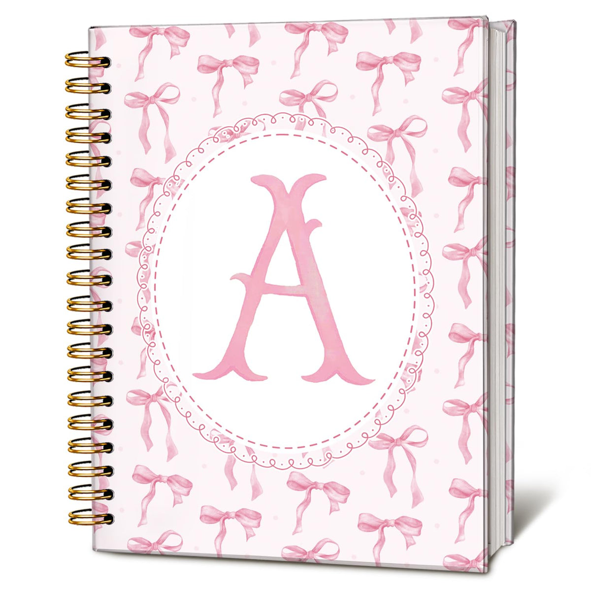 Cute Pink Bow Journal for Teen Girls & Women, Cute School Supplies - Cute Preppy Bow Stuff Birthday Gifts for Women Girls, Coquette Stuff Pink Bow Bible Hardcover Spiral Notebook 5.5x8.3