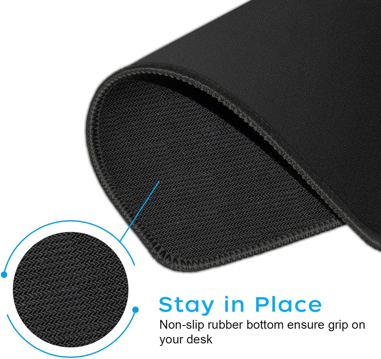 3 Pack Standard Mouse Pad with Stitched Edges, 10.3 x 8.3 in Black | Anti-Fray Stitched Edges,Smooth Lycra Surface,Non-Slip Rubber Base,Machine Washable and Fade-resistant,Suitable for All Mouse