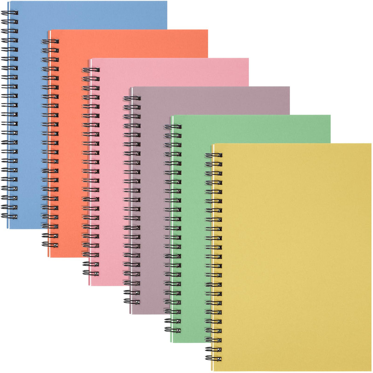 6 Pack Spiral Notebook 10.5x7.45 Notebook,Fresh,Morandi | B5 Spiral College Ruled Notebook,140 Page Journal, Writing Kraft Cover Lined Notepad for Office School Journaling