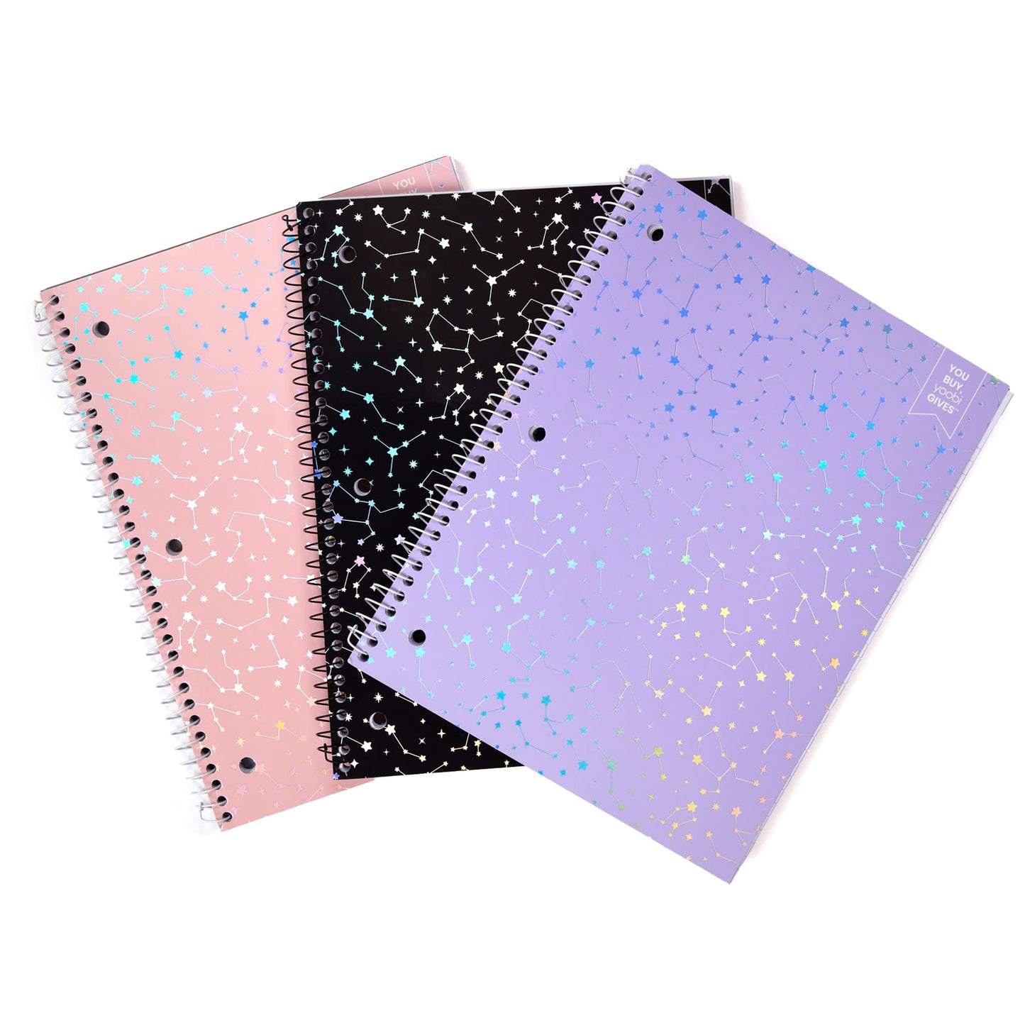 Yoobi x Barbie College Ruled Spiral Notebooks, 3-Pack, 100 Sheets | 3-Hole Punched Sheets, Perforated Pages, 100–150 Sheets, Multi-Pack (3-Pack or 6-Pack), Fun Prints & Designs