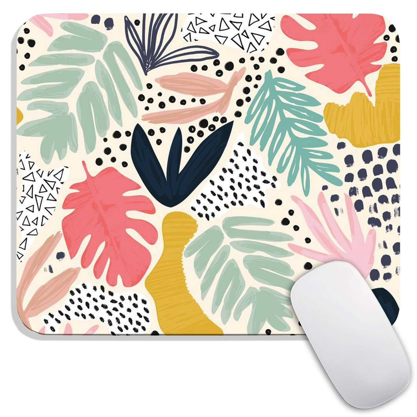 Square Mouse Pad Beautiful Flowers Plants, Personalized Premium-Textured Custom Mouse Mat Design, Washable Mousepad Cloth, Non-Slip Rubber Base Computer Mouse Pads for Wireless Mouse