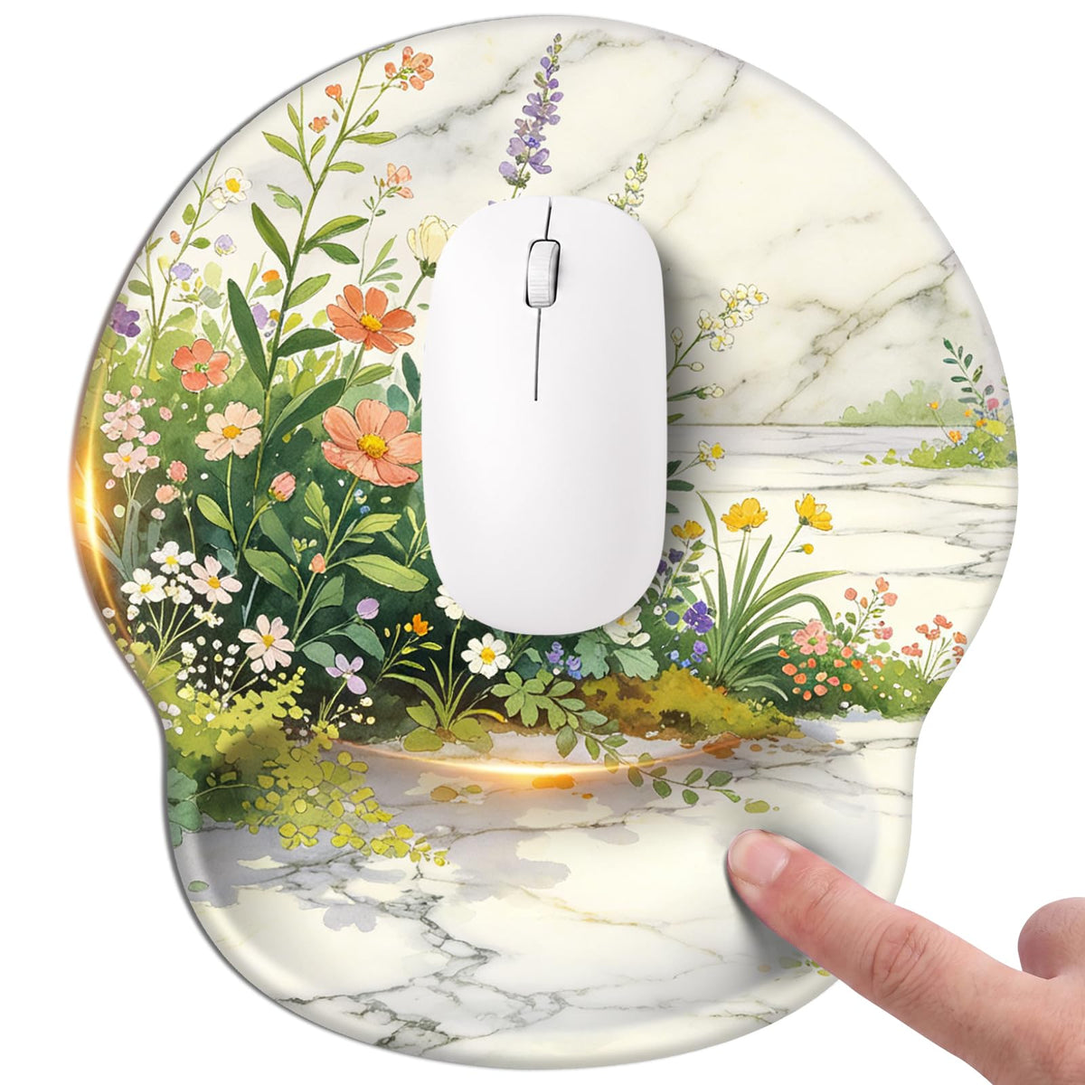 Pink Mouse pad with Wrist Rest,Relieving Pain Memory Foam Computer pad, Ergonomic Desktop Mouse, Silicone Material Mouse pad, with Non-Slip PU Base (Pink)
