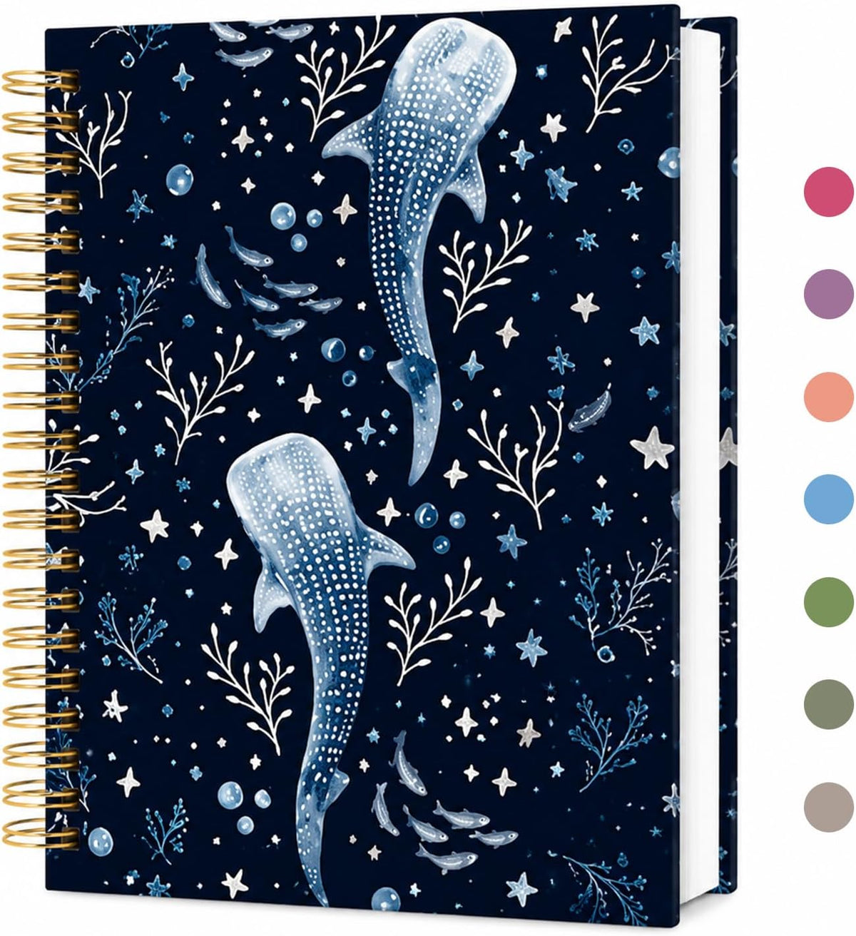 Whale Shark Notebook, Whale Shark Marine Biology Gifts for Women Girls Kids, Ocean Animal Spiral Notebook Journal for School Office Supplies, 5.5x8.3 Inch
