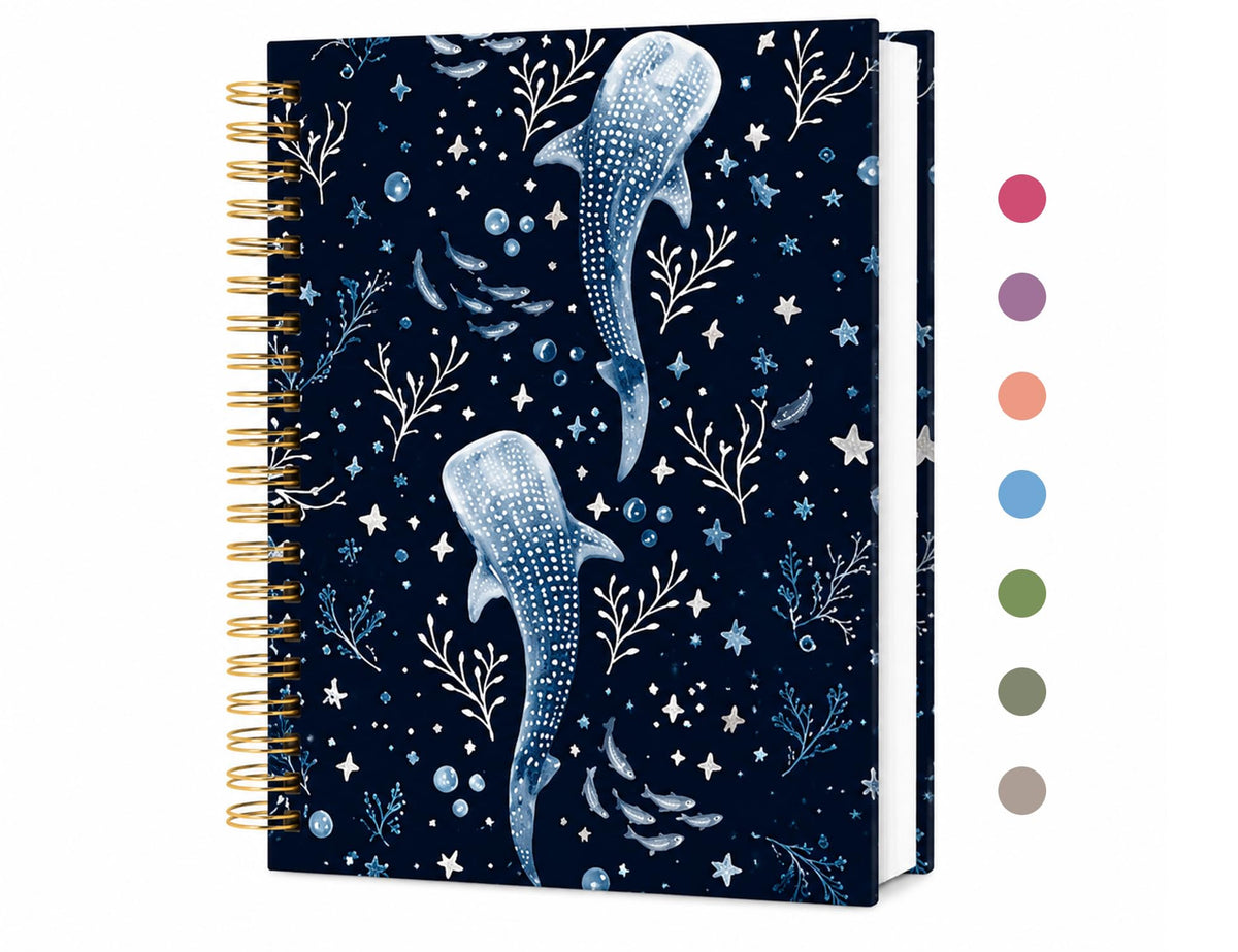 Whale Shark Notebook, Whale Shark Marine Biology Gifts for Women Girls Kids, Ocean Animal Spiral Notebook Journal for School Office Supplies, 5.5x8.3 Inch