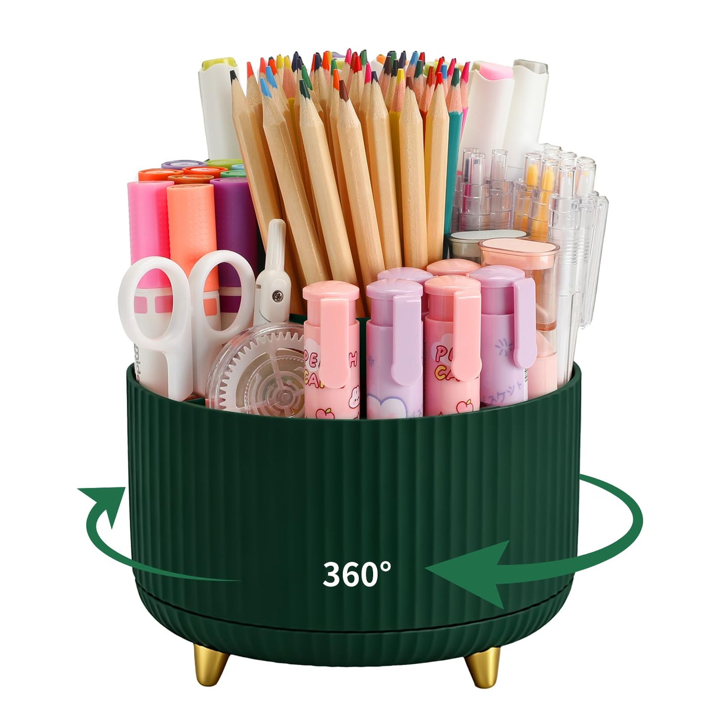 Camelmother 360°Rotating Pen&Pencil Holder For Desk With 5Slots Cute Office | Spacious Beautiful & Durable For Teachers Students Workers Easy Storage for Pens Stationery