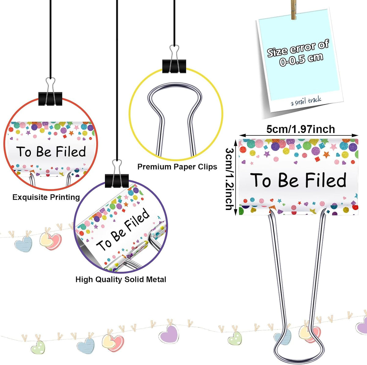 Tenare 6 Pack 2 Inch Teacher Binder Clips, Classroom Paper Organizer | Includes To Be Graded, Make Copies, Graded, Send Home, For Volunteer and To Be Filed for Classroom Management Paper Sorting