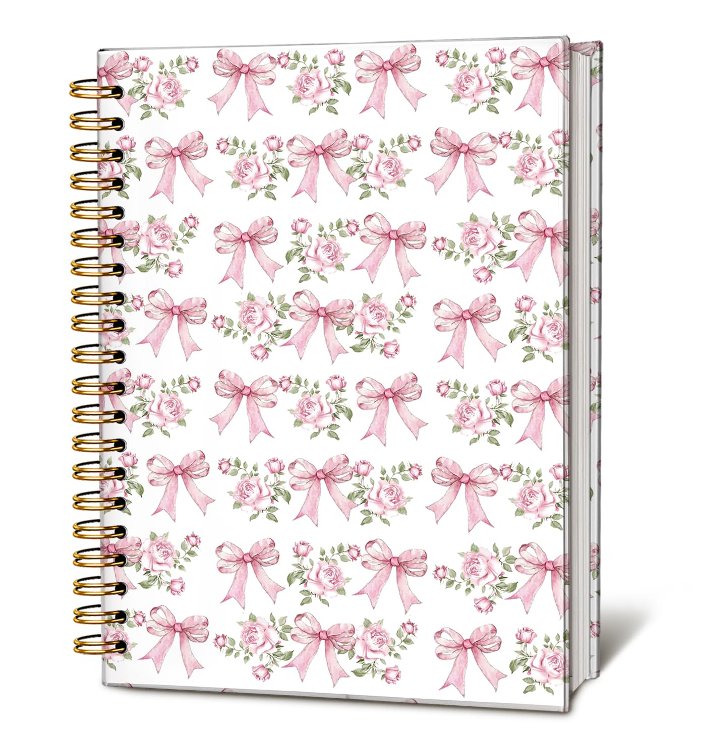 Cute Pink Bow Journal for Teen Girls & Women, Cute School Supplies - Cute Preppy Bow Stuff Birthday Gifts for Women Girls, Coquette Stuff Pink Bow Bible Hardcover Spiral Notebook 5.5x8.3