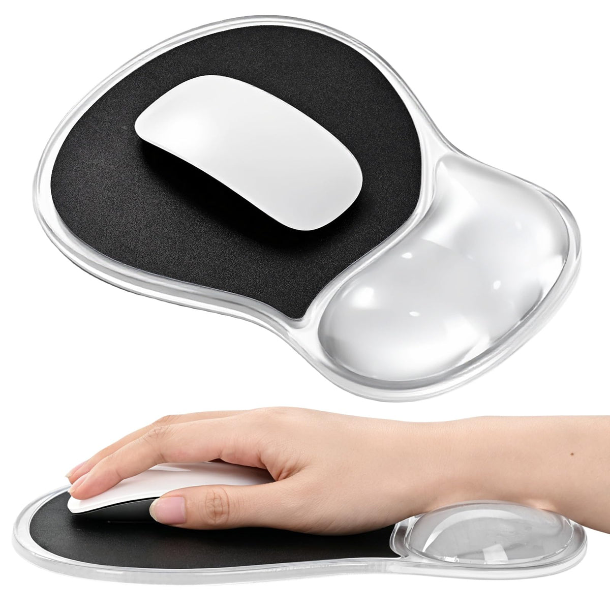 EooCoo Mouse Pad with Gel Wrist Rest, Ergonomic Mousepad Wrist Alignment | Middle Concave Design for Natural Wrist Alignment, Non-Slip Base Mousepad, Carpal Tunnel Relief, Office Desk Accessories