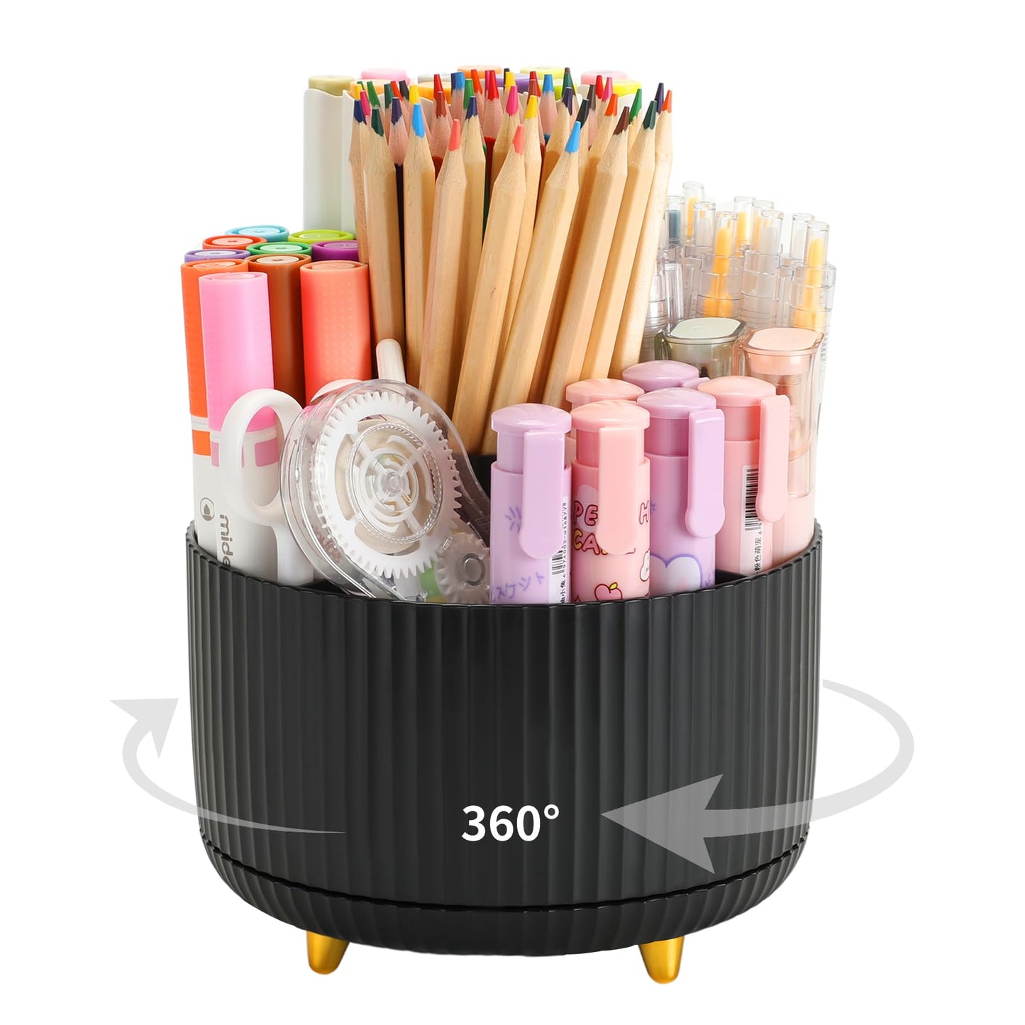 Camelmother 360°Rotating Pen&Pencil Holder For Desk With 5Slots Cute Office | Spacious Beautiful & Durable For Teachers Students Workers Easy Storage for Pens Stationery