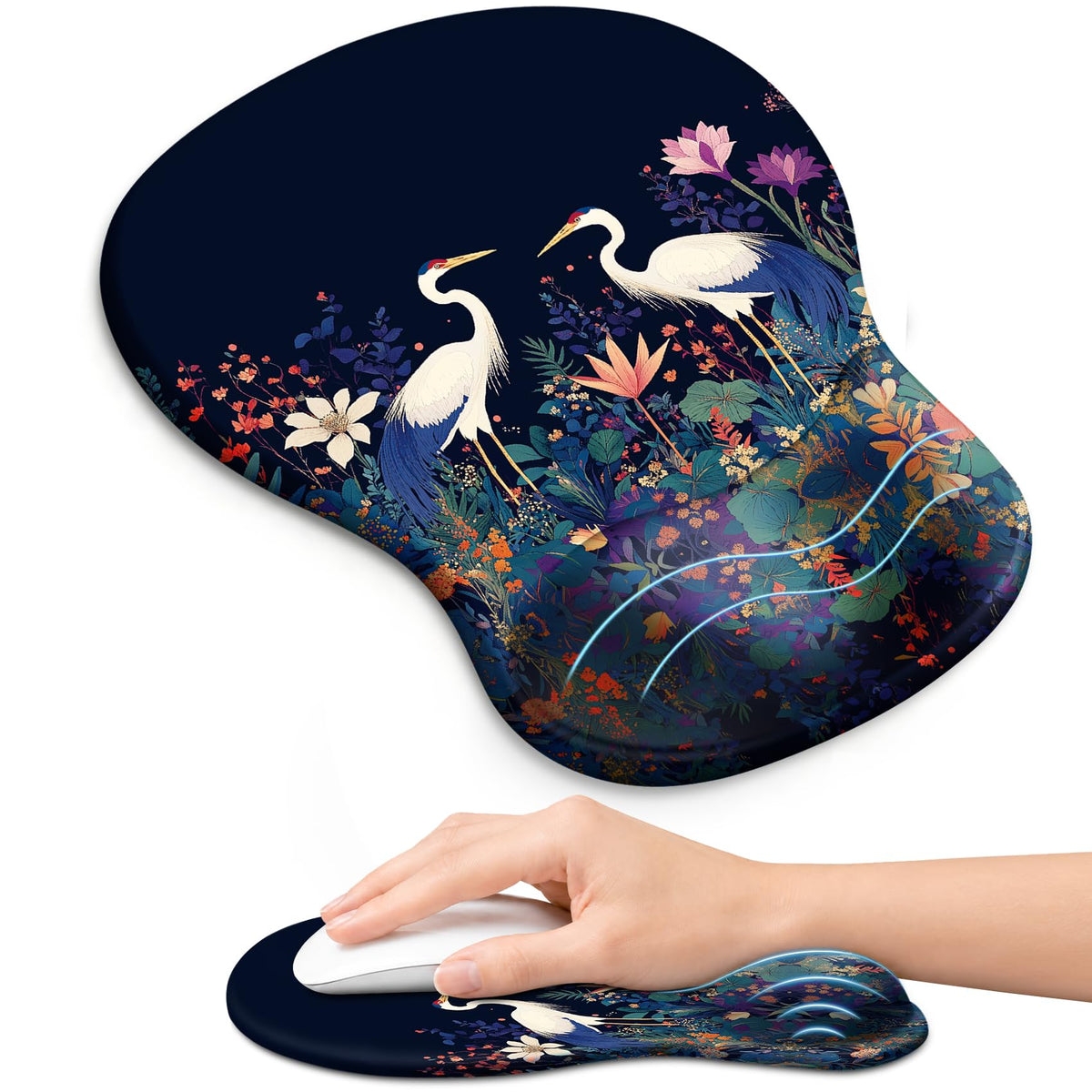 Ergonomic Mouse Pad with Wrist Rest, Gel Wrist Support, Black | 10.2 x 7.6 in Mouse Pad with Smooth Fabric Surface and Non-Slip Rubber Base for Office, Home, Study, and Gaming