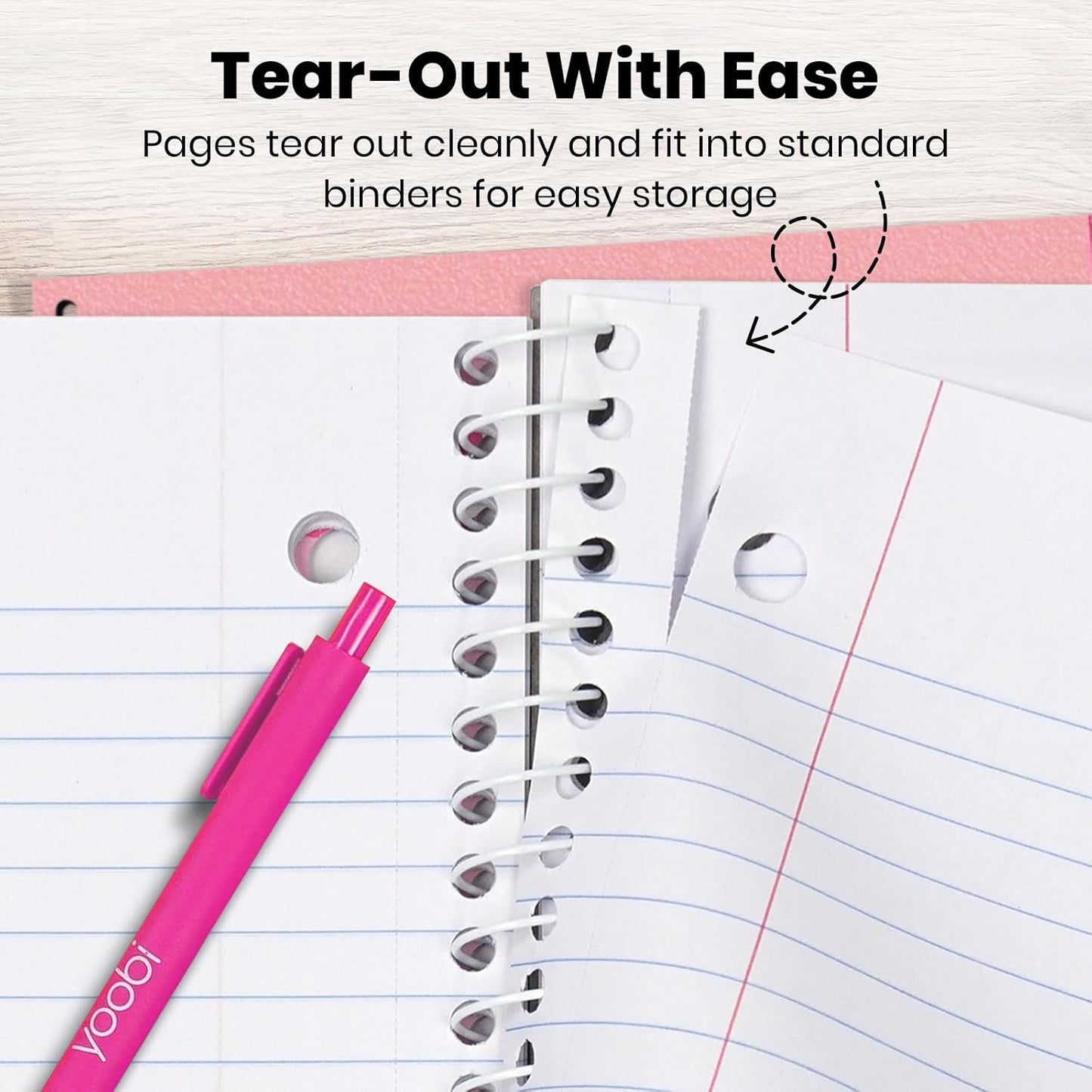 Yoobi x Barbie College Ruled Spiral Notebooks, 3-Pack, 100 Sheets | 3-Hole Punched Sheets, Perforated Pages, 100–150 Sheets, Multi-Pack (3-Pack or 6-Pack), Fun Prints & Designs