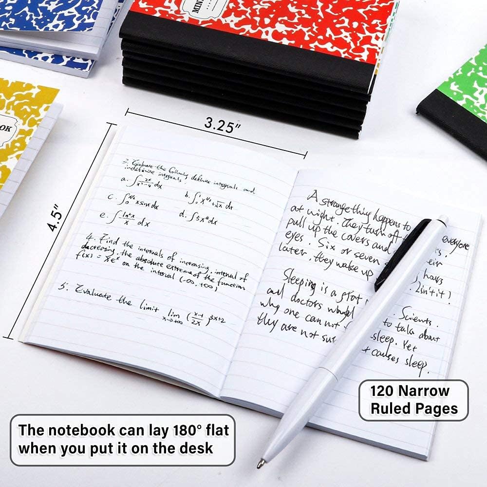 feela Composition Notebook, Mini Sized 30 Pack 5 Colors Narrow Ruled Mini Composition Books Bulk, Small Pocket Marble Cute Journal Notebooks for Kids School Home Office, Pocket Sized 4.5 x 3.25 in