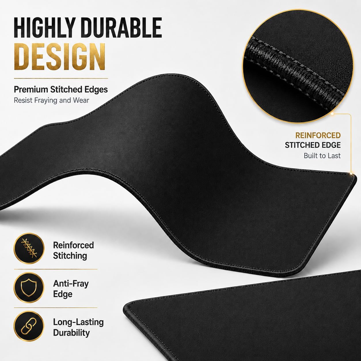 KTRIO Large Gaming Mouse Pad Desk Mat for Gamer, 31.5" x 11.8", Black, XL | Extended Size Design, Superior Micro-Weave Cloth, Non-Slip Rubber Base, Durable Stitched Edges, Water-Resistant Coating
