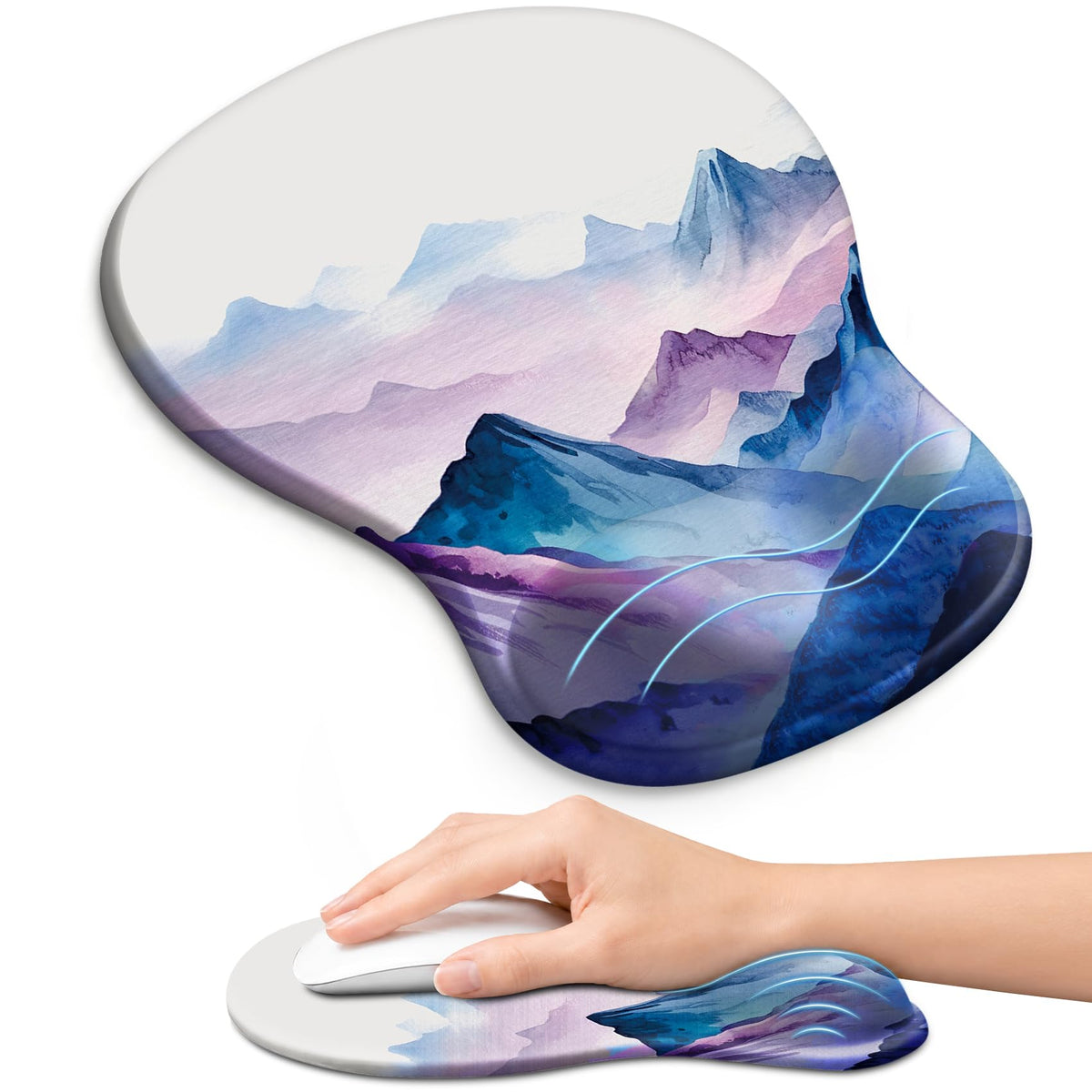 Ergonomic Mouse Pad with Wrist Rest, Gel Wrist Support, Black | 10.2 x 7.6 in Mouse Pad with Smooth Fabric Surface and Non-Slip Rubber Base for Office, Home, Study, and Gaming