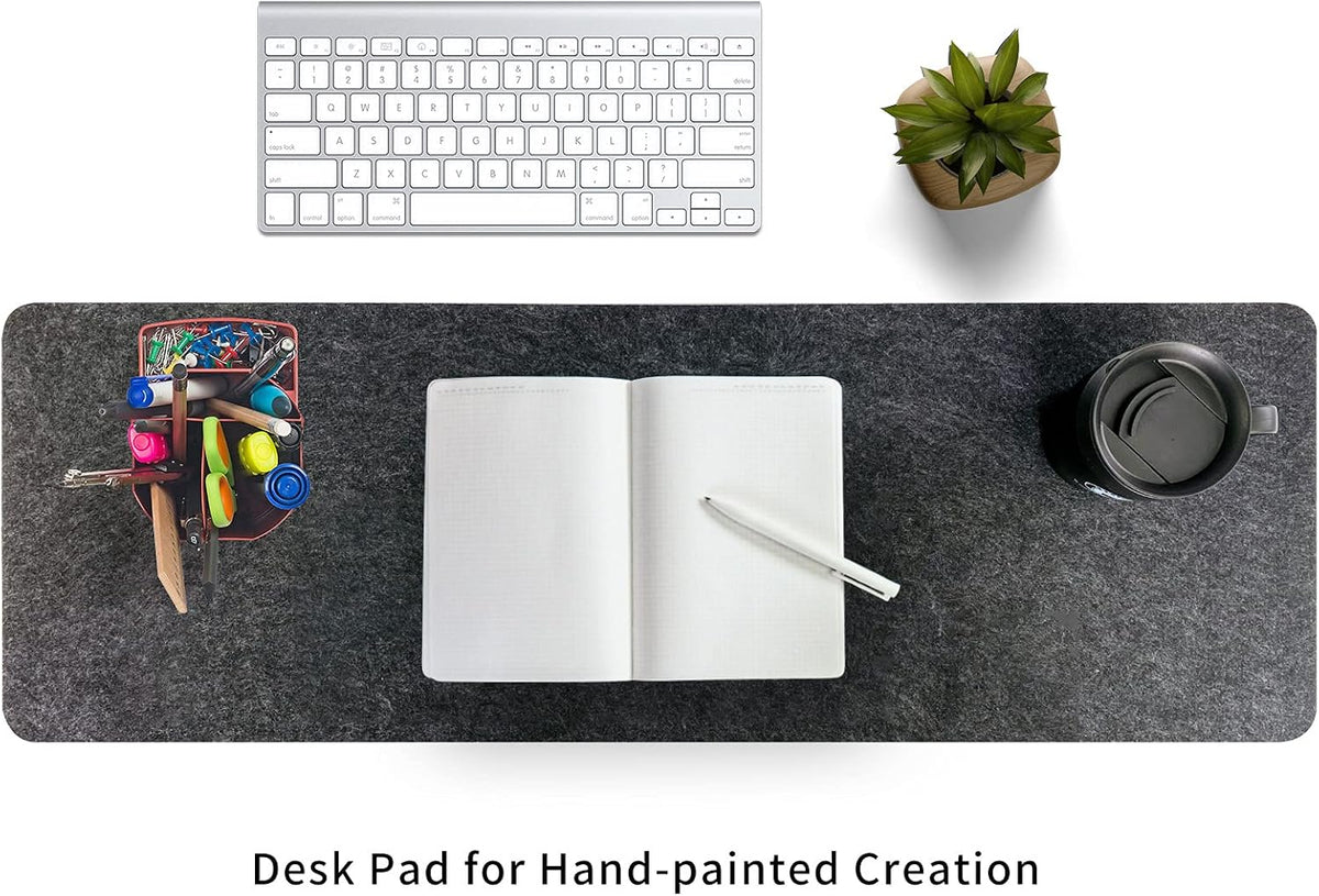 DAWNTREES Felt Desk Mat, Computer Mat for Desk, Dark Gray (36x12Inches) | Non-Slip Large Felt Mouse Pad and Keyboard Mat, Felt Desk Pad for Office and Home, Desktop Protection