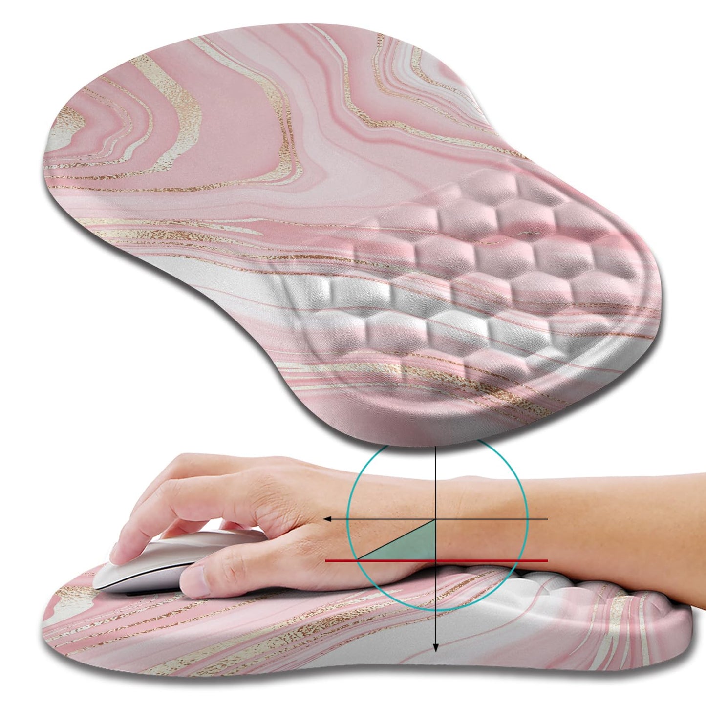 Hokafenle Ergonomic Mouse Pad Wrist Support, Wrist Rest Mousepad for Carpal Tunnel Pain Relief with Integrated Memory Foam Slope Massage Bulge (11.8x7.9 inch,Topographic Contour)