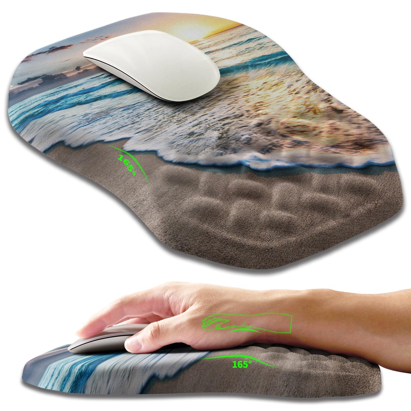 Ergonomic Slope Mouse Pad Wrist Support, Wrist Rest Mousepad for Carpal Tunnel Pain Relief with Massage Bulge and Slow Rebound Memory Foam (12x8 inch, Black)