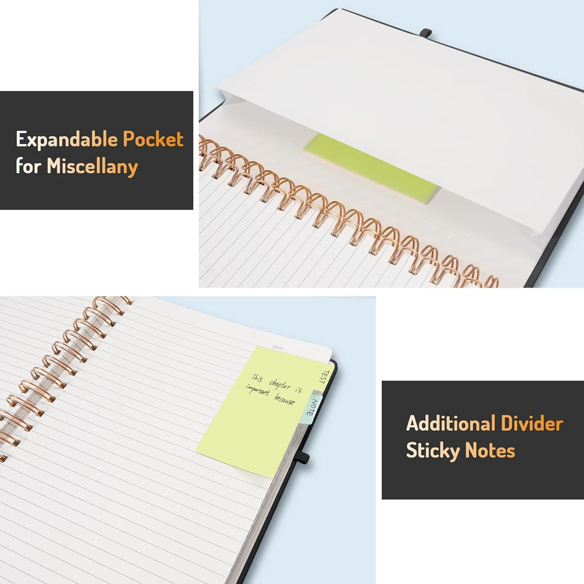 Forvencer Lined Spiral Journal Notebook with 300 Numbered Pages, B5 | College Ruled Thick Journals for Writing with 100GSM Paper, Hardcover Notebooks with Content for Work School Women Men