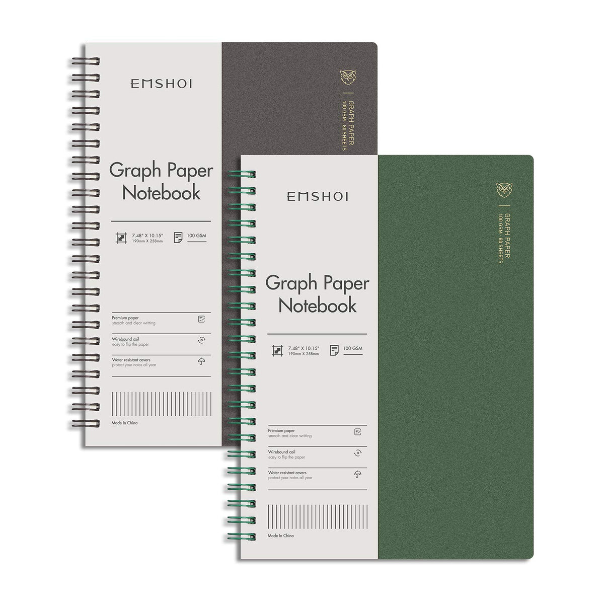 EMSHOI Lined Spiral Journal Notebook, 4 Pack, 640 Pages, A5 (5.7" x 8.2") | College Ruled, 100 GSM Thick Paper, Flexible Plastic Cover, for School, Student, Writing, Journaling, Work, Women & Men