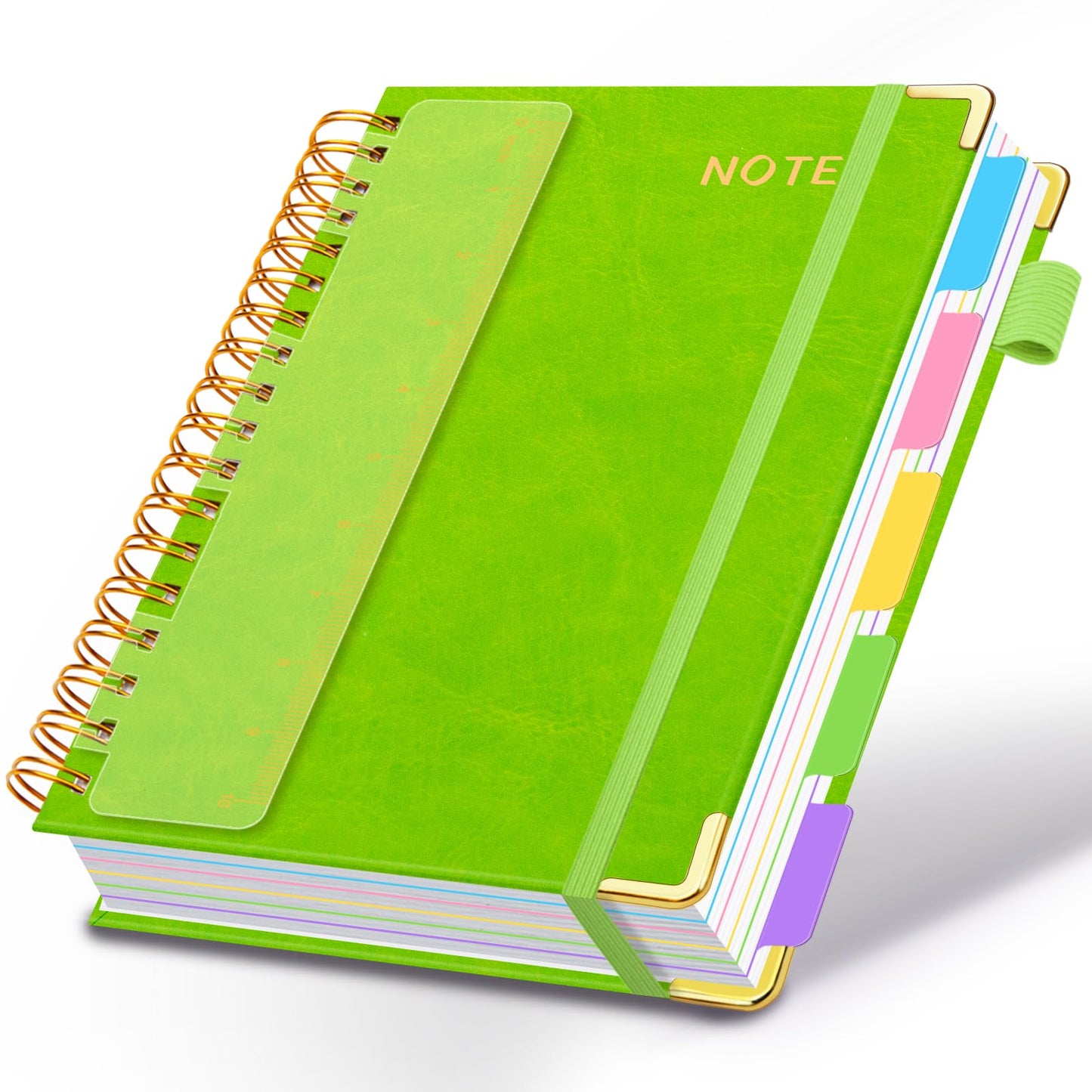 Hardcover Spiral Notebooks for Work 8''x 10'', 300 Pages 5 Subject Notebook with Dividers & Tabs, B5 Spiral Journal for Women, College Ruled Notebooks for School Note-Taking (Rose Purple)