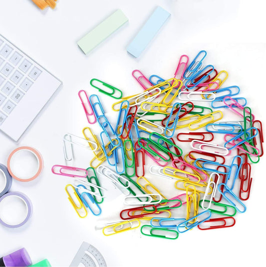 100PCS 1.3inch Paper Clips Colorful,Durable and Rustproof, Stainless Steel Paper Clips Medium, Paperclips Office for Teacher Supplies School