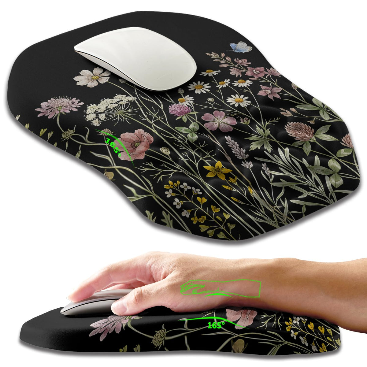 Ergonomic Slope Mouse Pad Wrist Support, Wrist Rest Mousepad for Carpal Tunnel Pain Relief with Massage Bulge and Slow Rebound Memory Foam (12x8 inch, Black)