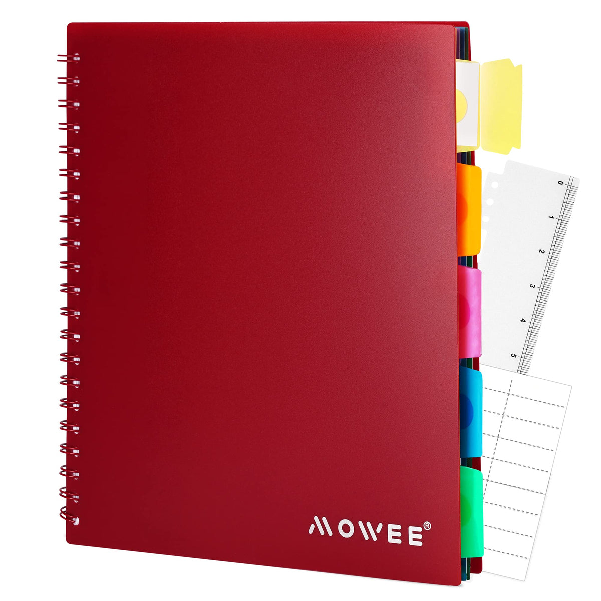 Spiral Notebook - 5 Subject Notebook, College Ruled Notebook With Dividers Pocket, Tabs Label, 11" Ruler, 200 Pages, for Writing Journal, Home & Office, School Supplies, 8.5''x11''Black | 200 Pages, 11" Ruler, 8.5"x11" Black, Pocket Dividers with Tab Labe